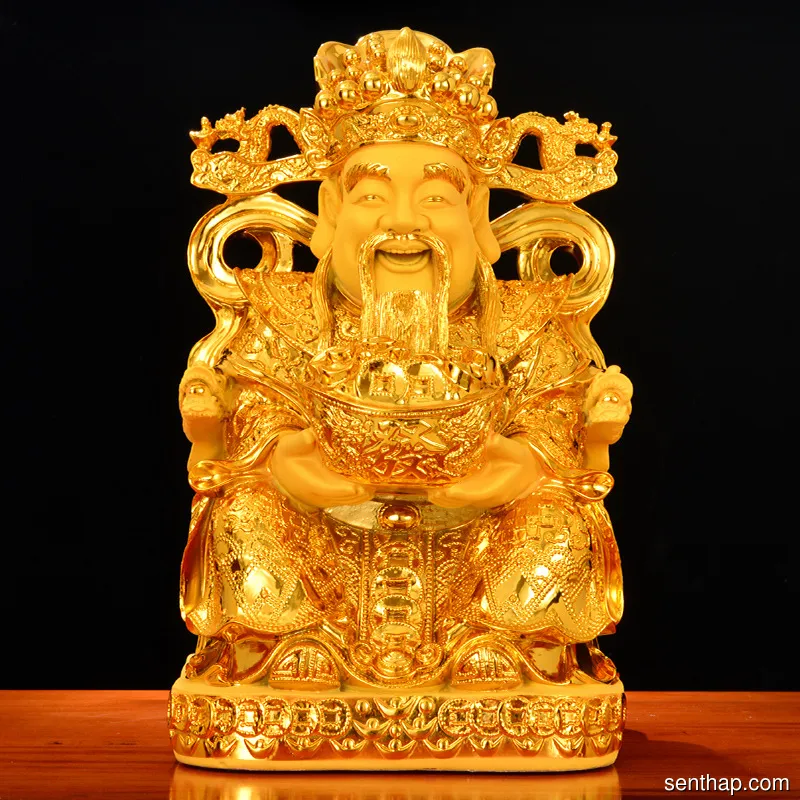Tượng Hoàng Thần Tài Kim Sa Vàng Cao 28cm